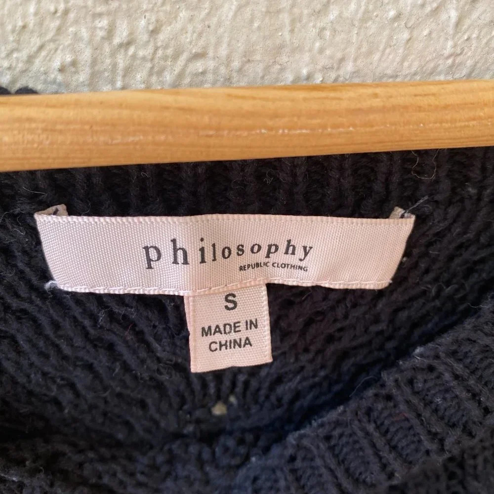 Philosophy Black Chunky Knit Studded Sweater Small - Picture 4 of 6